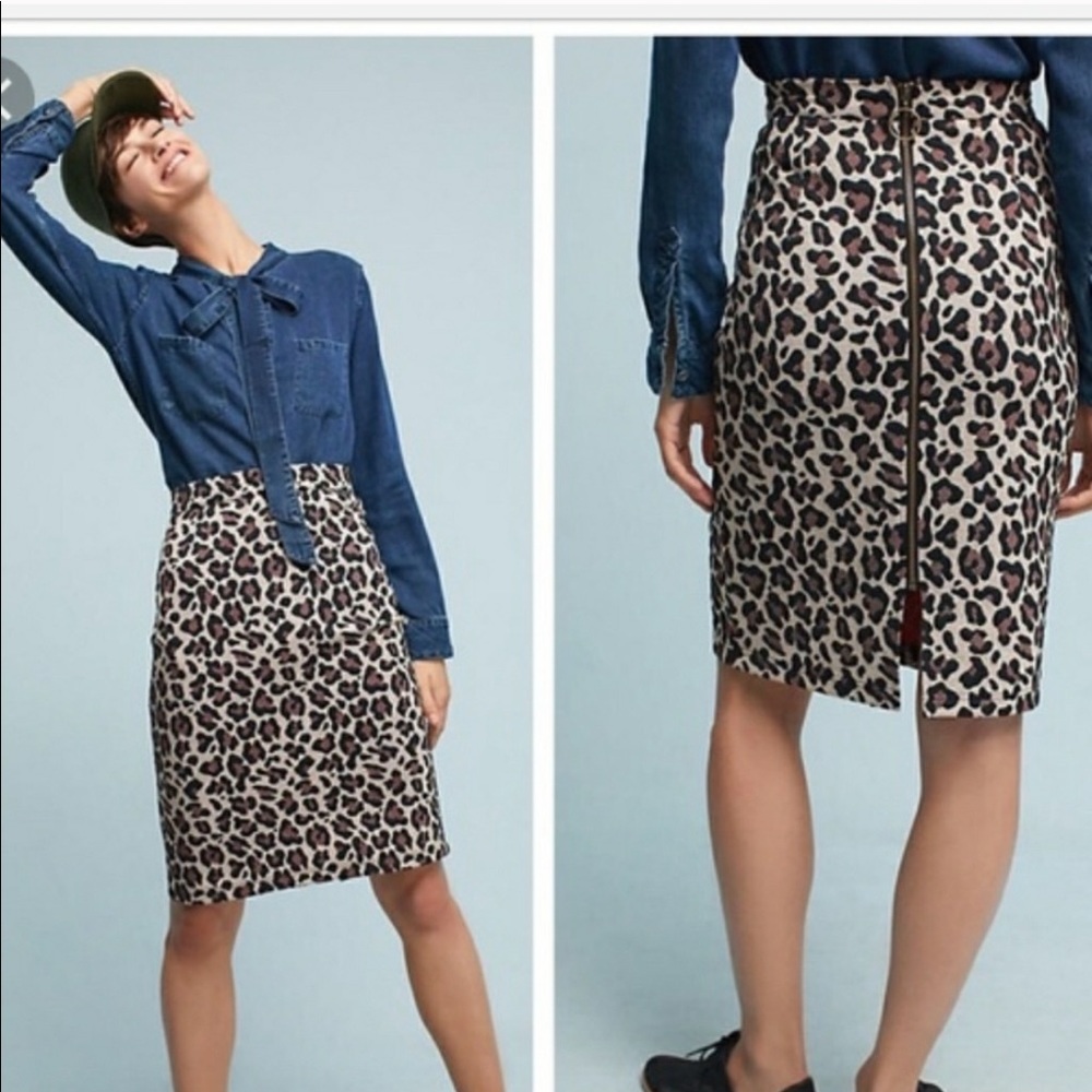 Maeve for Anthro Leopard pencil skirt EU